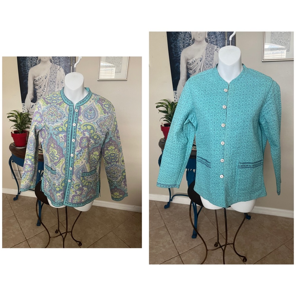 Reversible Quilted Patchwork Lightweight Jacket Cardigan Top - M